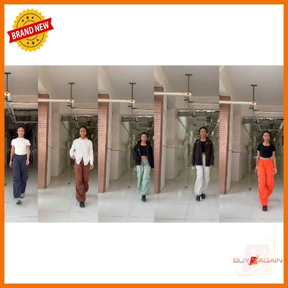 Women's Parachute Cargo Pants Baggy Loose Fit Multi-Pocket Y2K Style - Picture 7 of 8